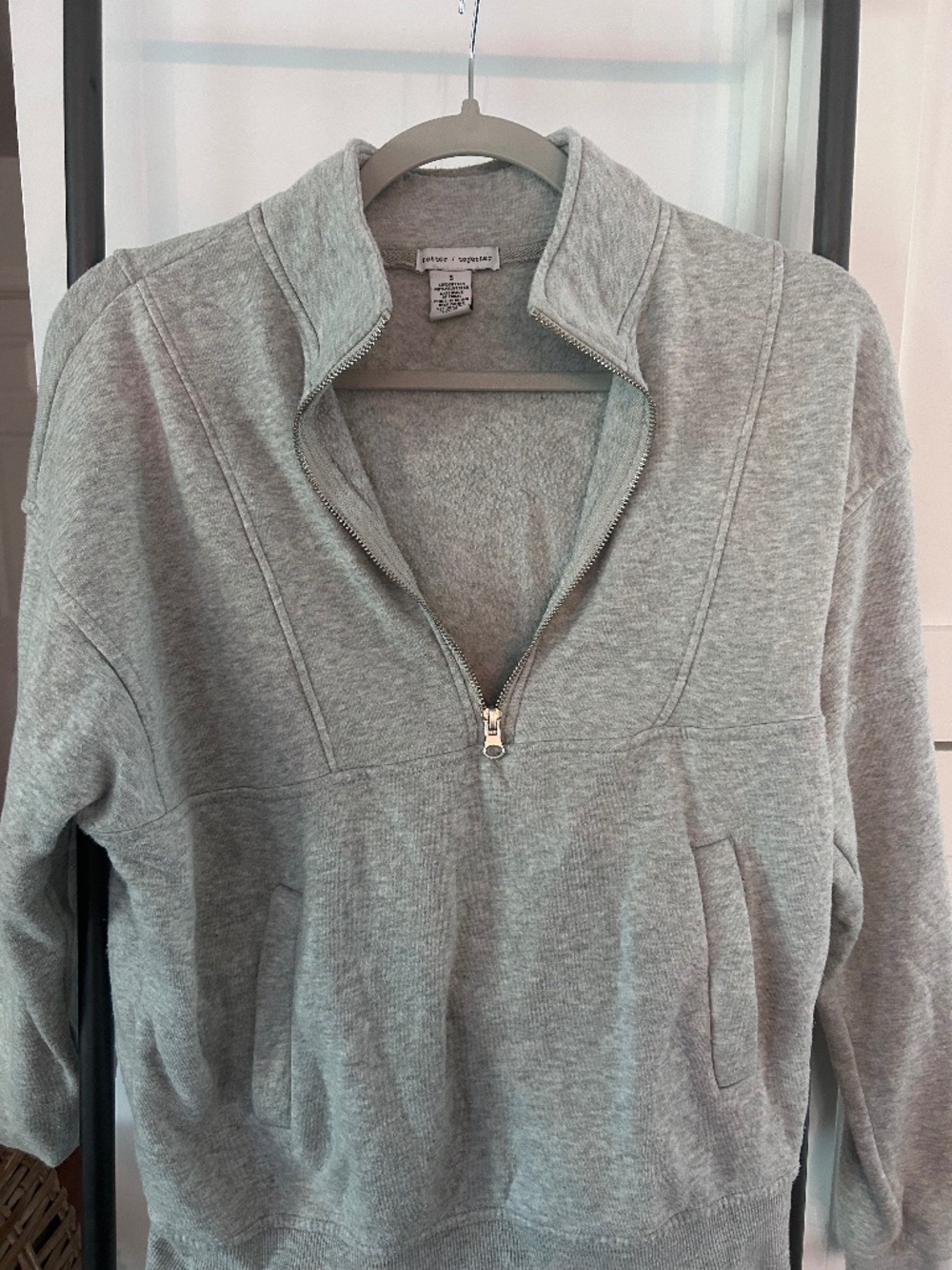 Grey Quarter Zip Pullover Sweatshirt